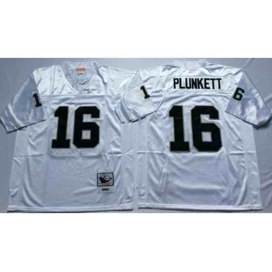 Men Las Vegas Raiders 16 Jim Plunkett White M&N Throwback Jersey